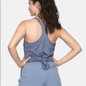 Outdoor Voices • Grey Blue Split Back Tank Top